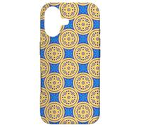 Carcasa para iPhone 17 Blue Mustard Yellow Dot Circle Celestial Sun Stars Folk Art