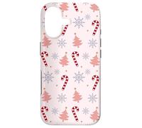 Carcasa para iPhone 17 Blush Pink Snowflake Christmas Tree Candy Cane Pattern
