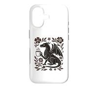 Carcasa para iPhone 17 Boho Dragón Bebiendo Café Arte Popular Bestia Mítica