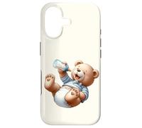 Carcasa para iPhone 17 Brown Bear Silly Baby Boy - Oso de Peluche Azul para Baby Shower