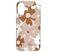 Carcasa para iPhone 17 Brown White Beige Flower Retro Modern Boho Bohemian Pattern
