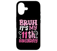 Carcasa para iPhone 17 Bruh It's My 11th Birthday Groovy Pink para niñas de 11 años