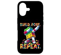 Carcasa para iPhone 17 Build Pose Repeat Funny Blocks Bricks Toy Master Builder
