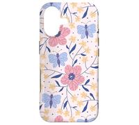 Carcasa para iPhone 17 Butterfly and Flowers Blush Pink Blue Cute Botanical Garden