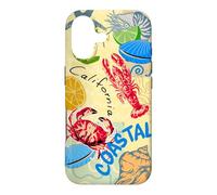 Carcasa para iPhone 17 California Coastal Seafood Collage Retro Beach Food Art