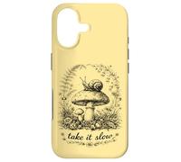Carcasa para iPhone 17 Camiseta Take It Slow Snail, Cottagecore Mushroom