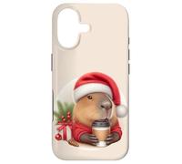 Carcasa para iPhone 17 CAPPY Christmas! Santa Claus Capibara Bebiendo Café Meme