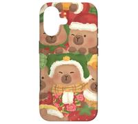 Carcasa para iPhone 17 Capybara Cute Kawaii Capybaras Invierno Navidad Acuarela