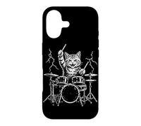 Carcasa para iPhone 17 Cat Drummer Rock Star Baquetas Concierto Batería Amante de la música