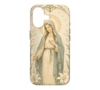 Carcasa para iPhone 17 Católica Virgen María Floral Oración Arte Mirada Devocional