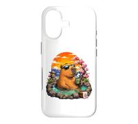 Carcasa para iPhone 17 Chill Capybara Hot Spring Sunset Retro Funny Summer