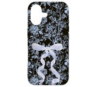 Carcasa para iPhone 17 Chinoiserie Floral Negro Romántico Cinta Azul Oscuro Gótico Lazo