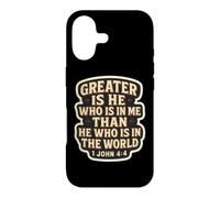 Carcasa para iPhone 17 Christian Bible Verse Quote Jesus Greater Is He Who Is In Me