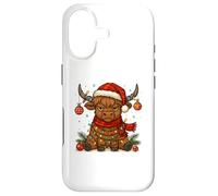 Carcasa para iPhone 17 Christmas Highland Cow Tangled Lights Funny Holiday