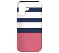 Carcasa para iPhone 17 Classic Navy White Stripes Pink Color Block Design