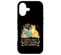 Carcasa para iPhone 17 Coffee First Book Second Cat Always Reading Library Cat Love