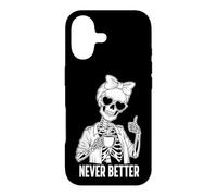 Carcasa para iPhone 17 Coffee Lover Tired Skeleton Never Better Thumbs Up Mujer