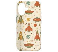 Carcasa para iPhone 17 Cohetes Retro y OVNI Modern Atomic Sci-Fi Rocket Century