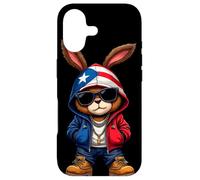 Carcasa para iPhone 17 Cool Bunny Puerto Rican Flag Hoodie Outfit Vibes Boricua
