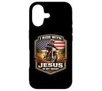 Carcasa para iPhone 17 Corro con Jesús en mi corazón American Dirt Bike Rider USA