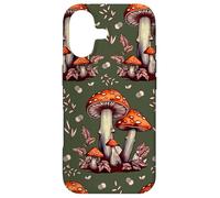 Carcasa para iPhone 17 Cottagecore Aesthetic Mushroom Vintage Dark Green and Orange