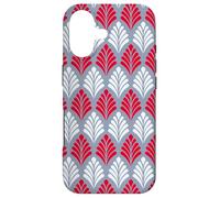 Carcasa para iPhone 17 Crimson Red Gray Leaf Wing-Like Feather Geometric Pattern