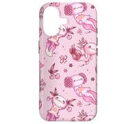Carcasa para iPhone 17 Cute Axolotl Cherry Pattern For Girls Women Pink Strawberry