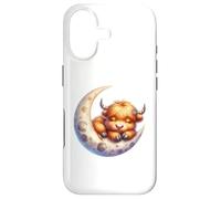 Carcasa para iPhone 17 Cute Baby Highland Cow Sleeping on The Moon Heifer Farm