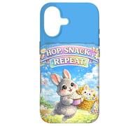 Carcasa para iPhone 17 Cute Bunny Hops Snack Repeat Pastel Spring Huevos Decorativos