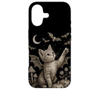 Carcasa para iPhone 17 Cute Cat Bat Wings Moon Fall Vintage Fairycore Graphic