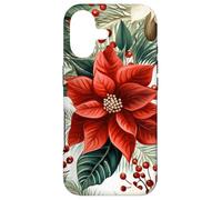 Carcasa para iPhone 17 Cute Christmas Poinsettia Red Flower White Floral Winter