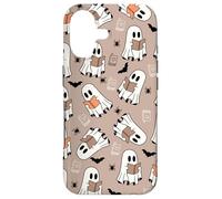 Carcasa para iPhone 17 Cute Ghost Reading Books Retro Groovy Spooky Beige Pattern