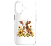 Carcasa para iPhone 17 Cute Highland Cow with Sunflowers Country Heifer Farm Farmer
