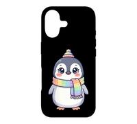 Carcasa para iPhone 17 Cute Kawaii Penguin Rainbow Beanie Scarf Winter