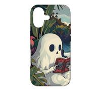 Carcasa para iPhone 17 Cute Spooky Ghost Reading Book Summer Tropical Beach Reader