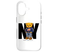 Carcasa para iPhone 17 Cute Teddy Bear USA Flag, New York Style Bear Illustration