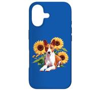 Carcasa para iPhone 17 Cute Womens Girls Funny Flowers Sunflowers Basenji Dog Lover