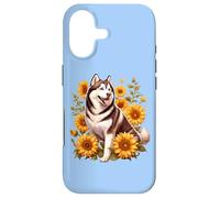 Carcasa para iPhone 17 Cute Womens Girls Sunflowers Floral Siberian Husky Dog Lover