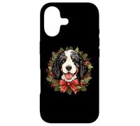 Carcasa para iPhone 17 Cute Wreath Christmas Bernedoodle Dog Lover