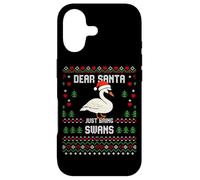 Carcasa para iPhone 17 Dear Santa Swans Suéter Feo de Navidad Cisne de Navidad