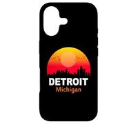 Carcasa para iPhone 17 Detroit Michigan State USA Vintage Sunset Retro City Skyline
