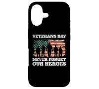 Carcasa para iPhone 17 Día de los Veteranos Nunca Olvides a Nuestros Héroes Soldados Bandera de Estados Unidos