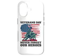 Carcasa para iPhone 17 Día de los Veteranos Nunca Olvides a Nuestros Héroes Soldados Bandera de Estados Unidos