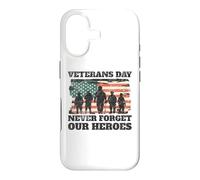 Carcasa para iPhone 17 Día de los Veteranos Nunca Olvides a Nuestros Héroes Soldados Bandera de Estados Unidos