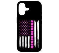 Carcasa para iPhone 17 Día de San Valentín Corazones Rosa Bandera Americana Amante Patriótico