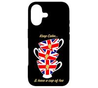 Carcasa para iPhone 17 Divertida Bandera británica Keep Calm and Have a Cup of Tea
