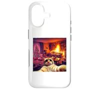 Carcasa para iPhone 17 Divertido Gato navideño Selfie Caos Festivo y Gato Festivo