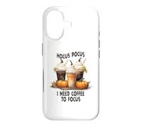 Carcasa para iPhone 17 Divertido Halloween Hocus Pocus Necesito Café para Enfocarse Barista