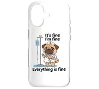 Carcasa para iPhone 17 Divertido Pug Enfermera Humor Estresado RN Cita Amante de los Perros