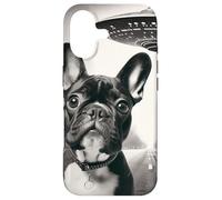 Carcasa para iPhone 17 Divertido UFO Bulldog Francés Selfie Alien Frenchie